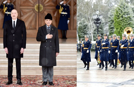 PM Shehbaz arrives at Presidential Palace in Baku